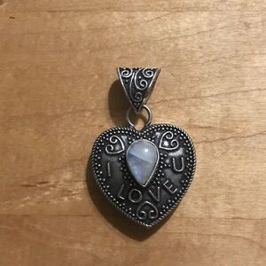 Heart-Shaped Silver Pendant w/Moonstone Accent